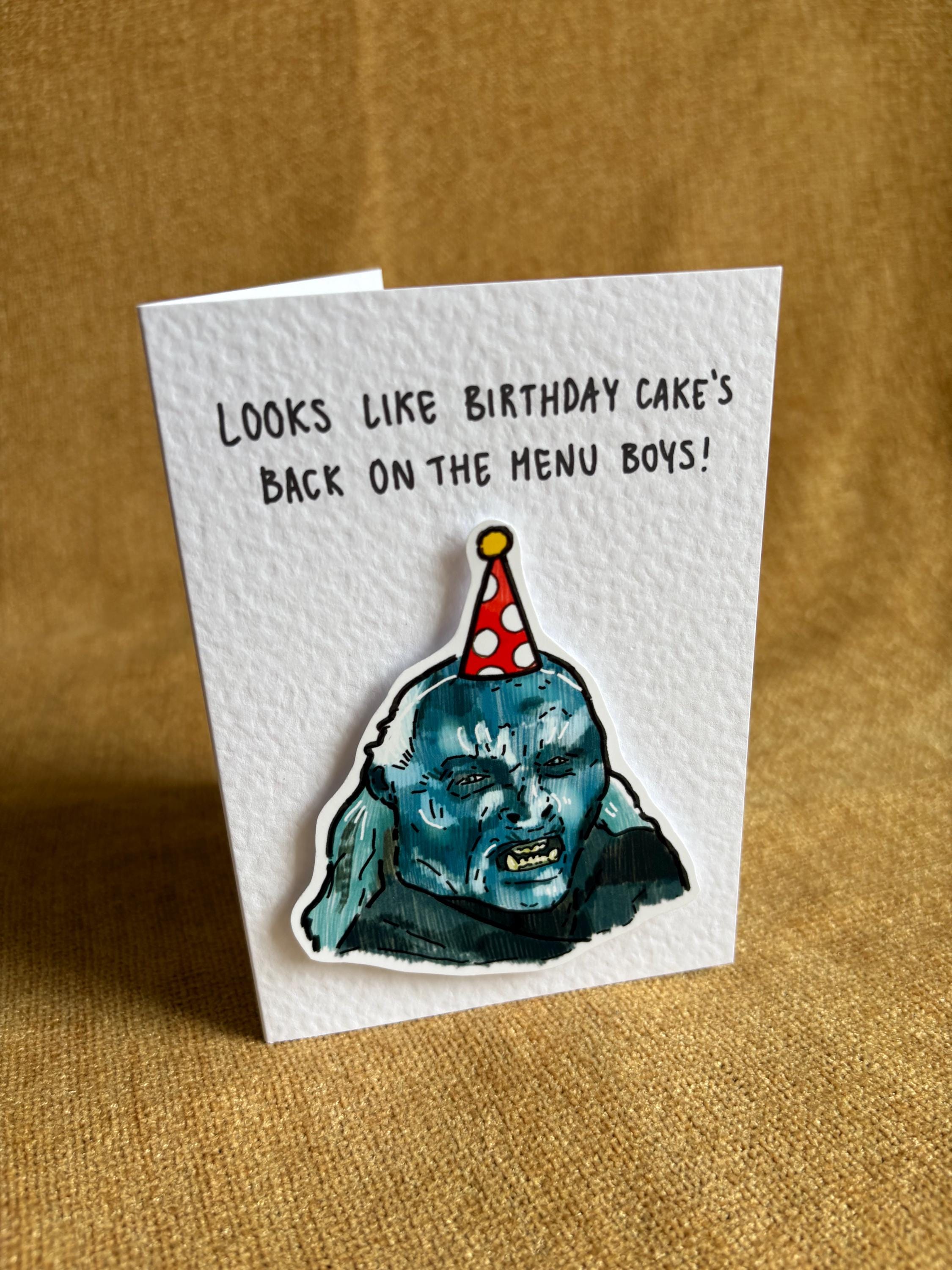 Orc | Looks like Birthday Cake’s back on the menu boys | Handcrafted Birthday Card