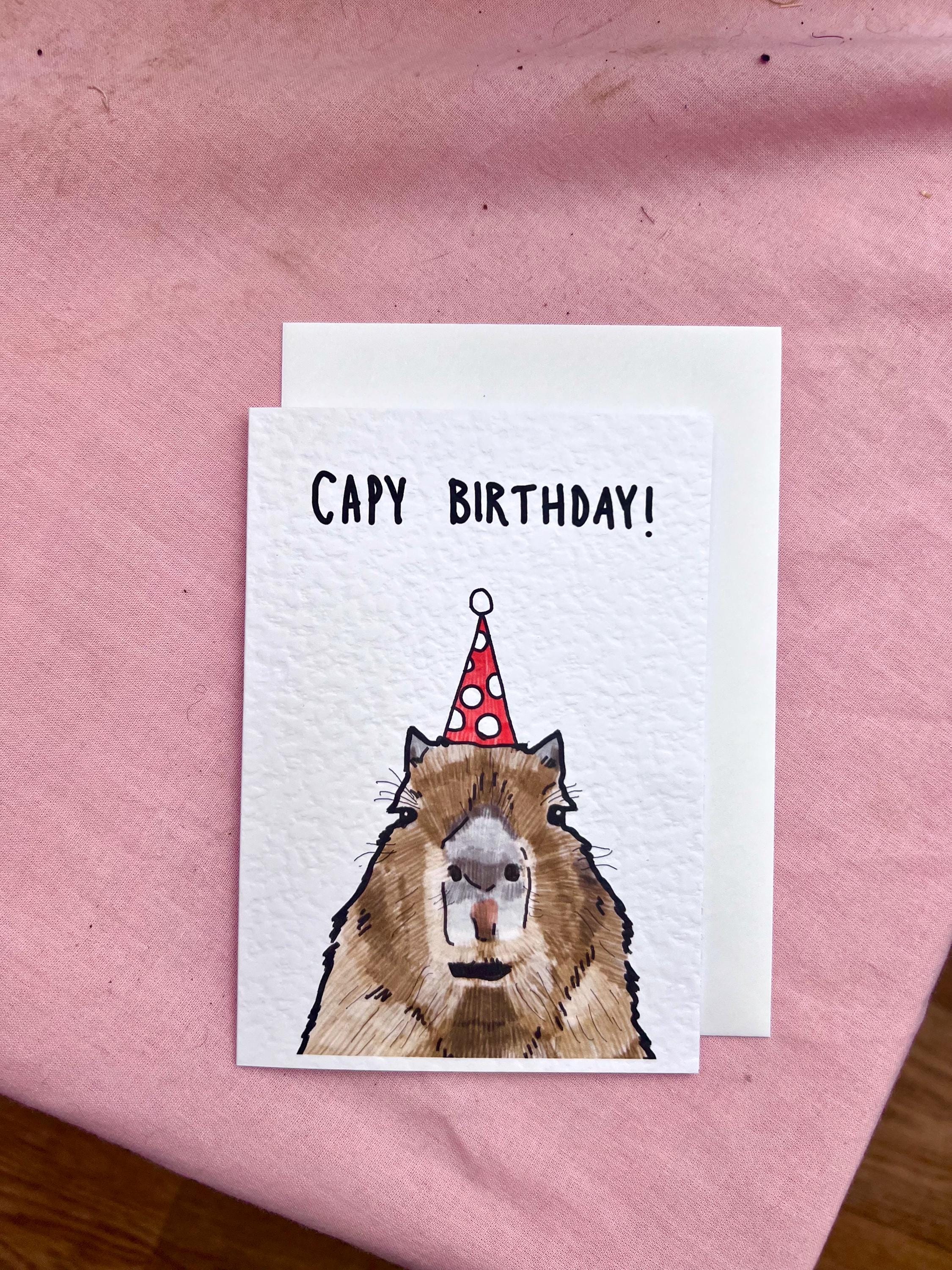 Capy Birthday | Capybara | Handcrafted Birthday Card