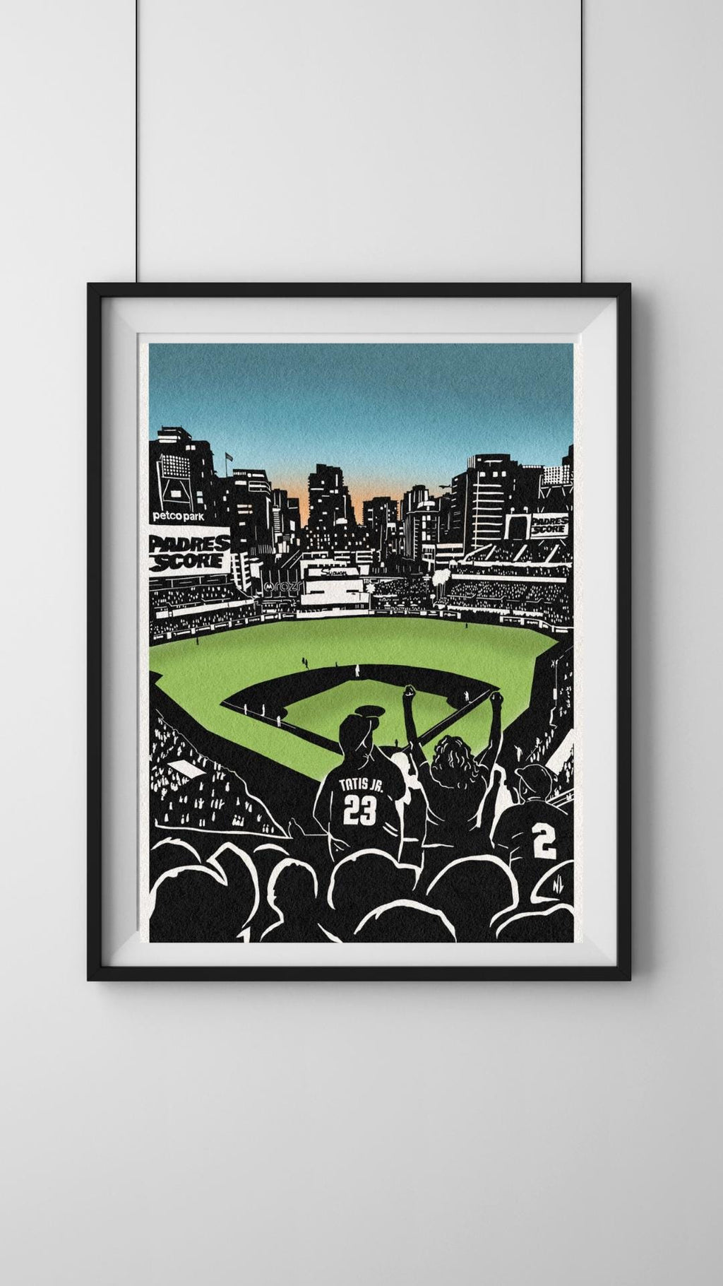 Padres - Baseball print - paper cut out  stencil style (frame not included)