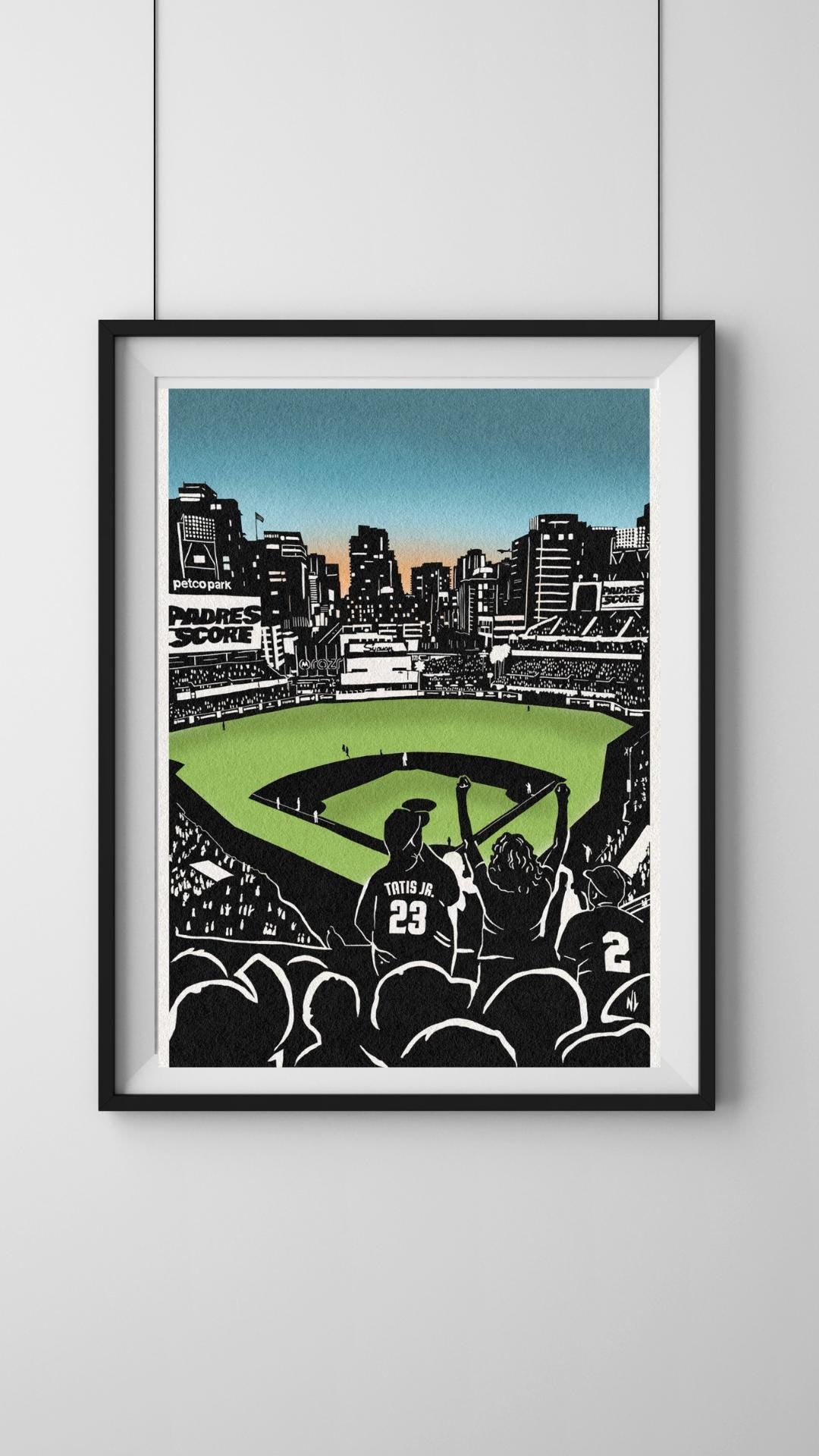 Padres - Baseball print - paper cut out  stencil style (frame not included)