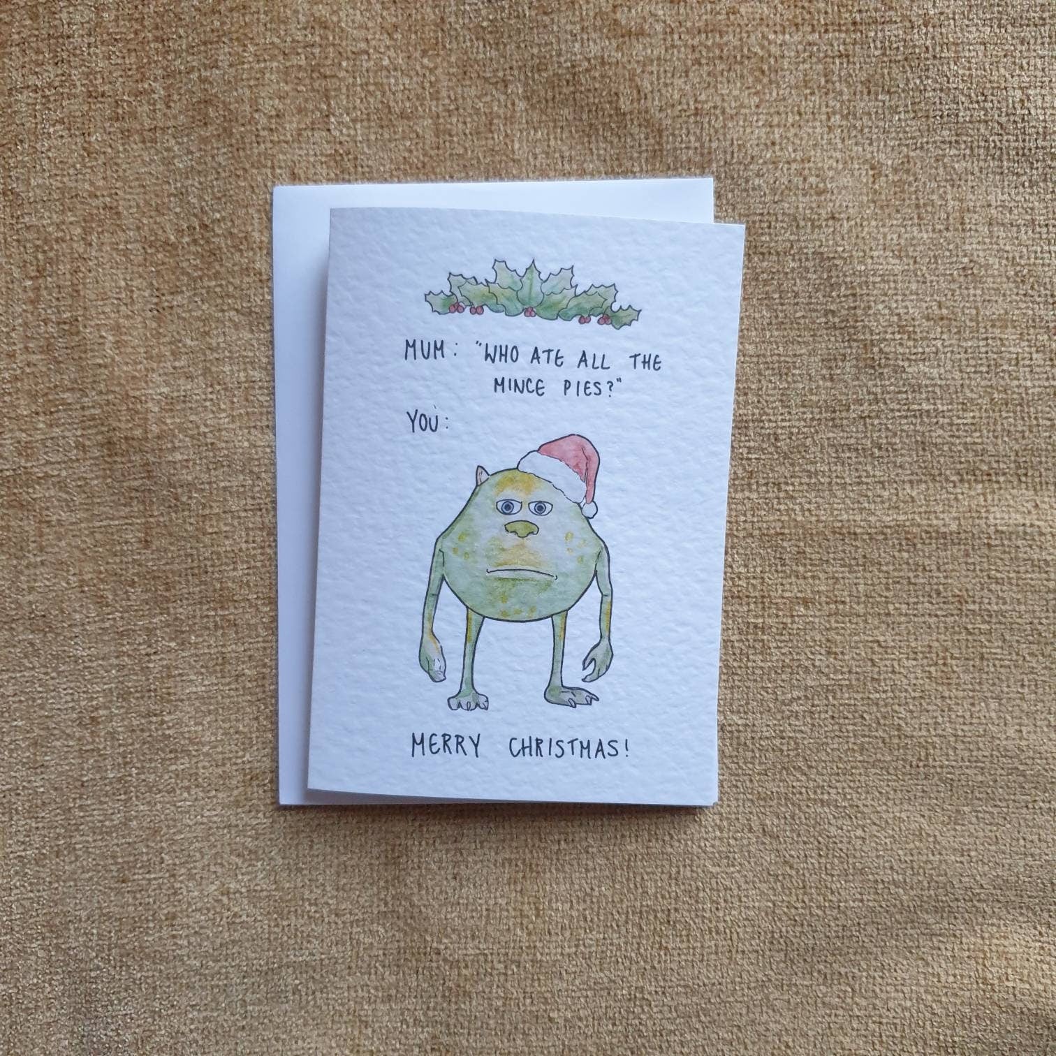 Mike Wazowski Meme | Monster's inc | Handcrafted Christmas card