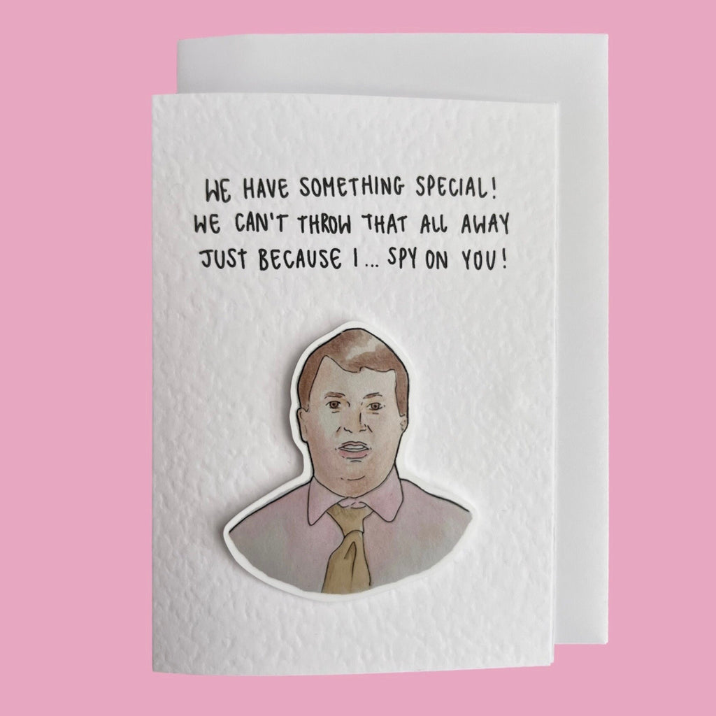 Mark Corrigan | Peep Show | I spy on you | Handcrafted Valentine's Day Card