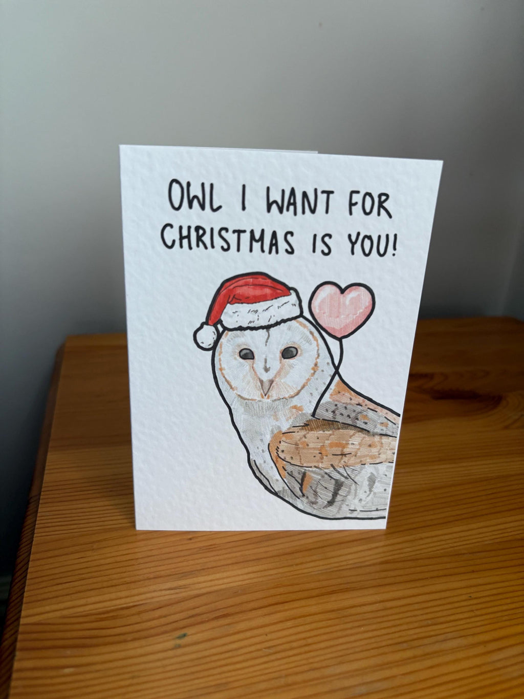 Handcrafted Owl Christmas Card | Pun Greeting
