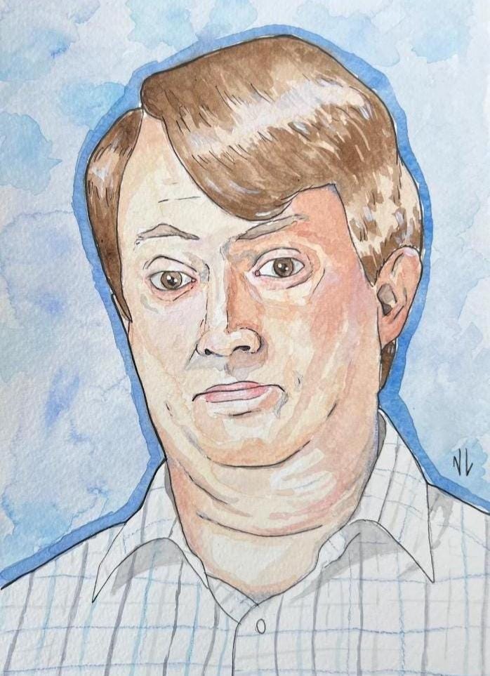 Mark Corrigan Watercolour Painting Print - Peep Show