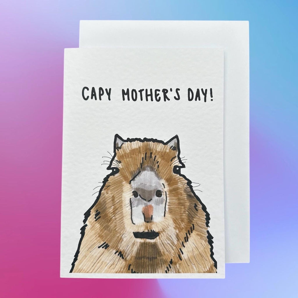 Capybara Mother's Day Card: Handcrafted A6 Greeting Card