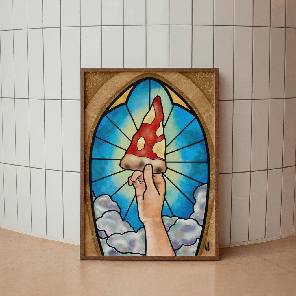 Pizza | Heavenly Pizza - Stained Glass style print (frame not included)