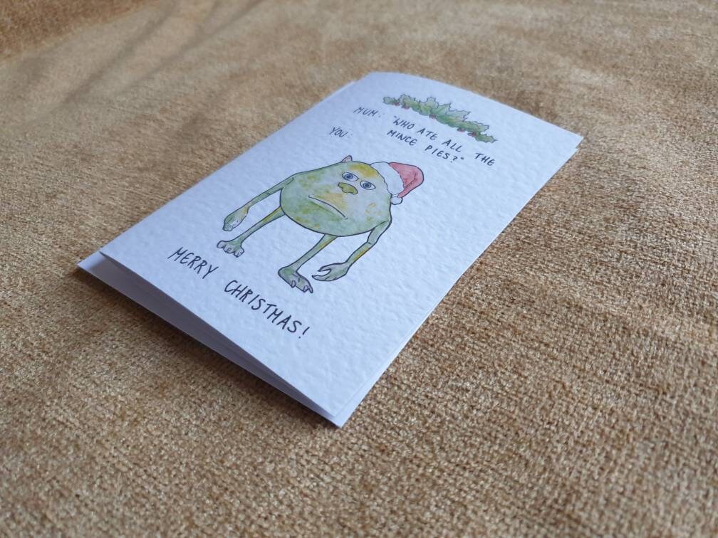 Mike Wazowski Meme | Monster's inc | Handcrafted Christmas card