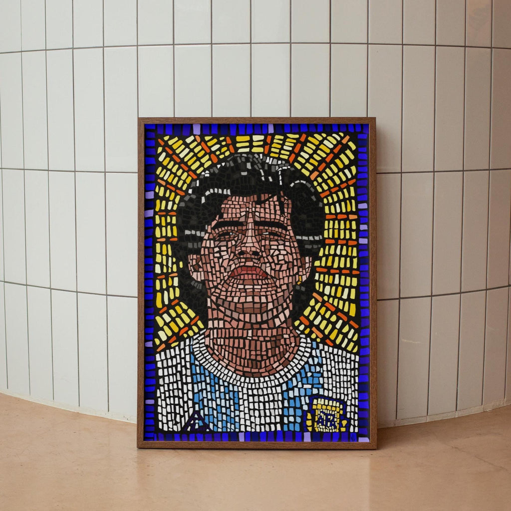 Diego Maradona - Mosaic style print - Legendary footballer (frame not included)