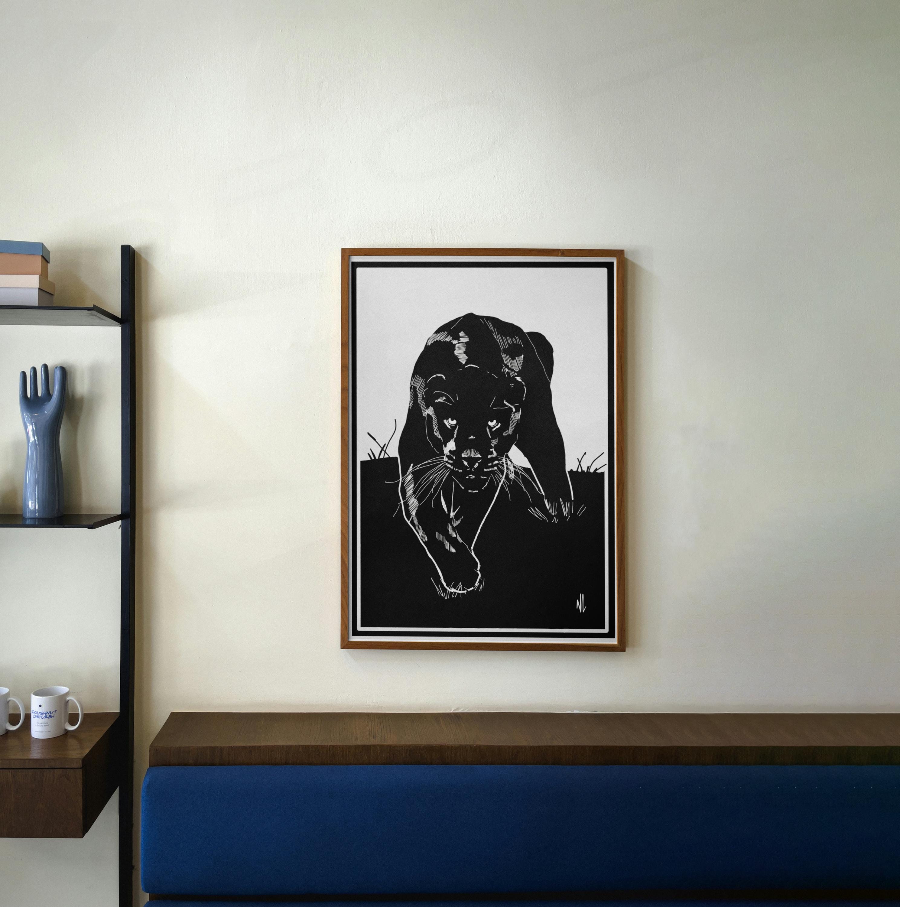 Black Panther Lino style - print (frame not included)