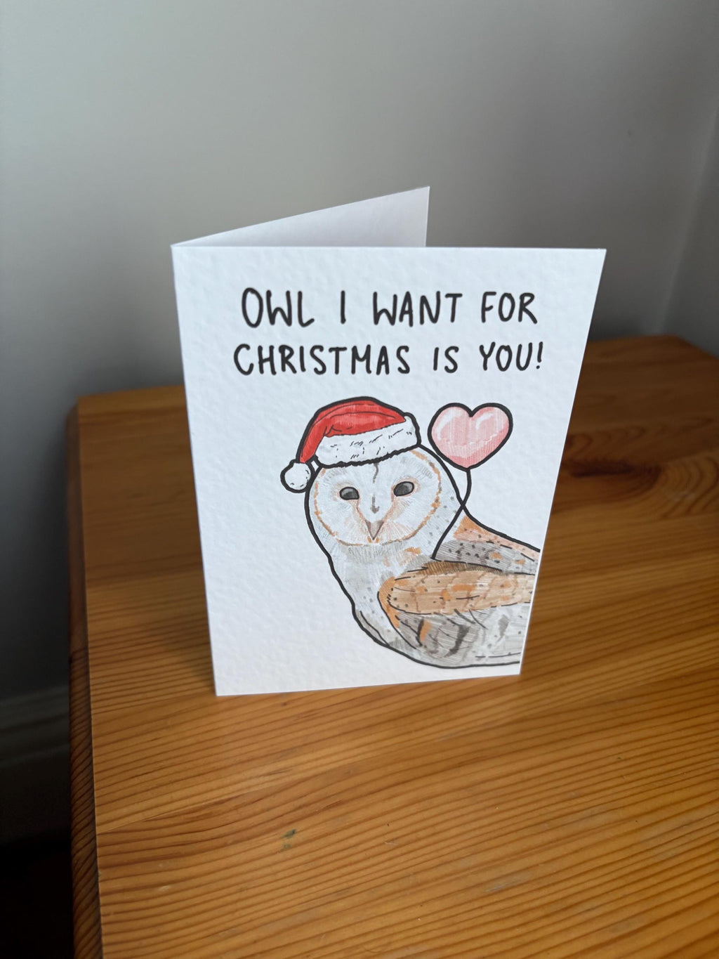 Handcrafted Owl Christmas Card | Pun Greeting
