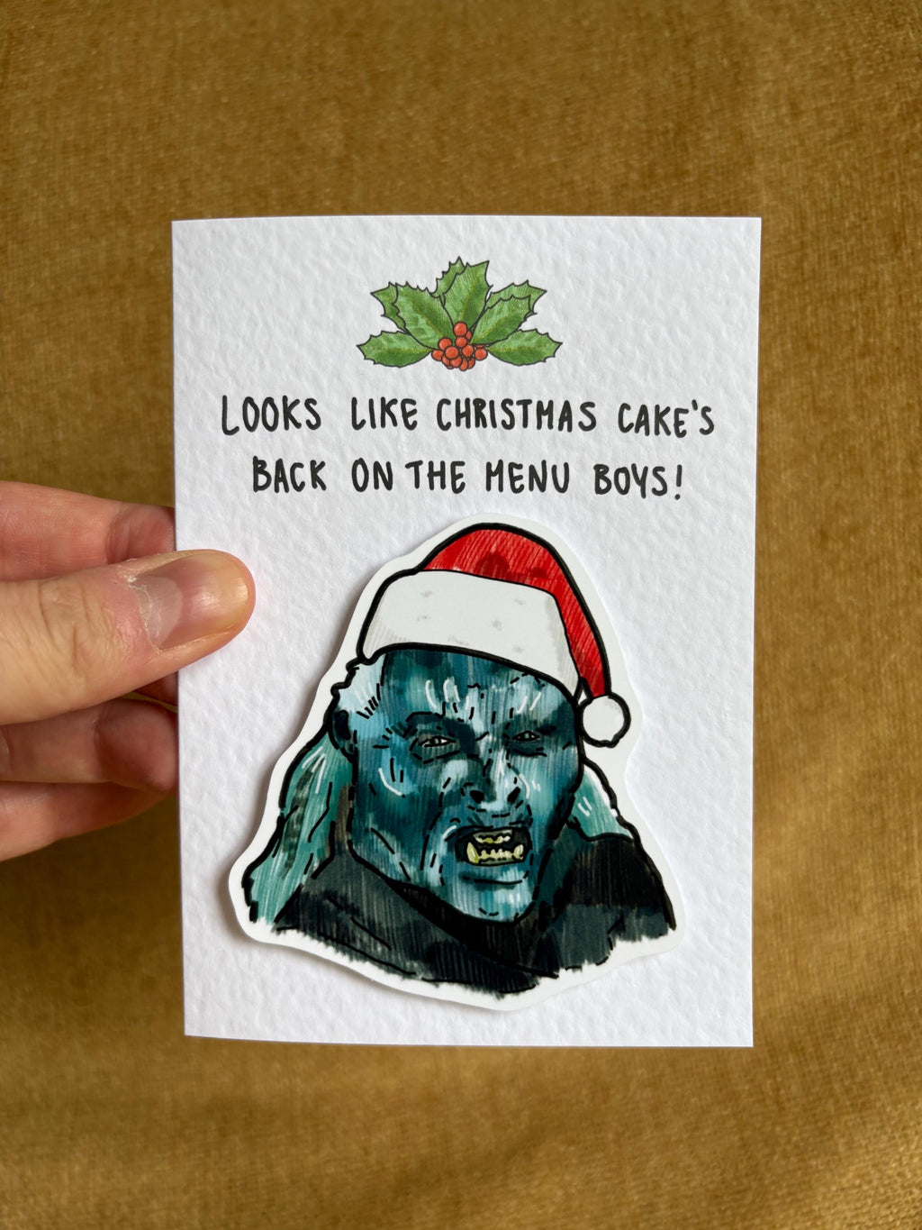 Orc | Looks like Christmas Cake’s back on the menu boys | Handcrafted Christmas Card