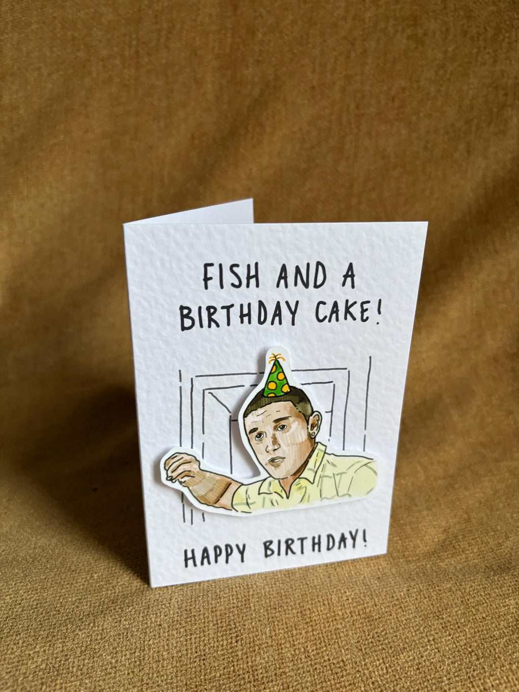 Fish and a Birthday Cake Meme: Handcrafted Birthday Card
