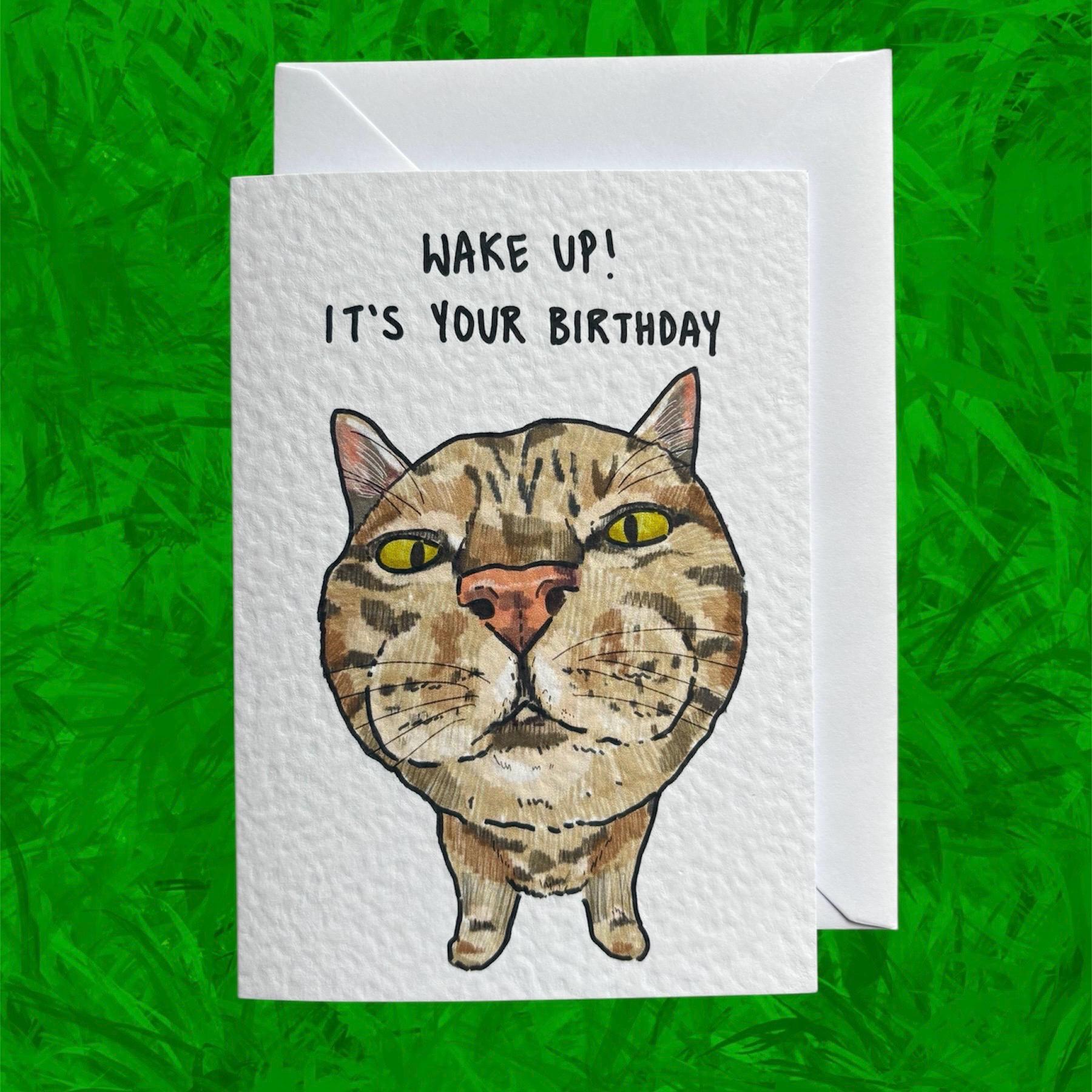 Funny Cat Birthday Card: Handcrafted A6 Greeting Card