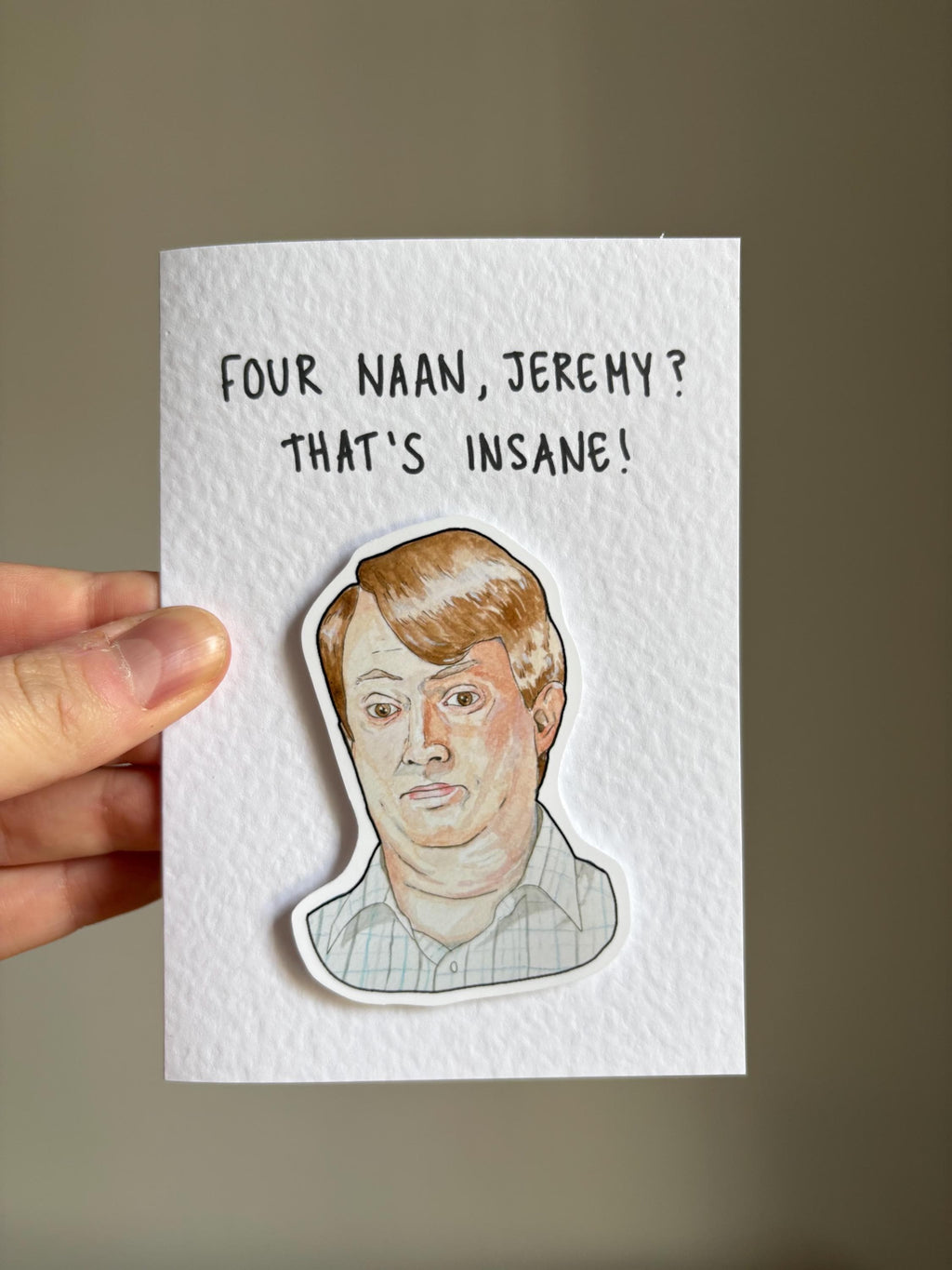 Mark Corrigan | Four Naan | Handcrafted Peep show greeting card