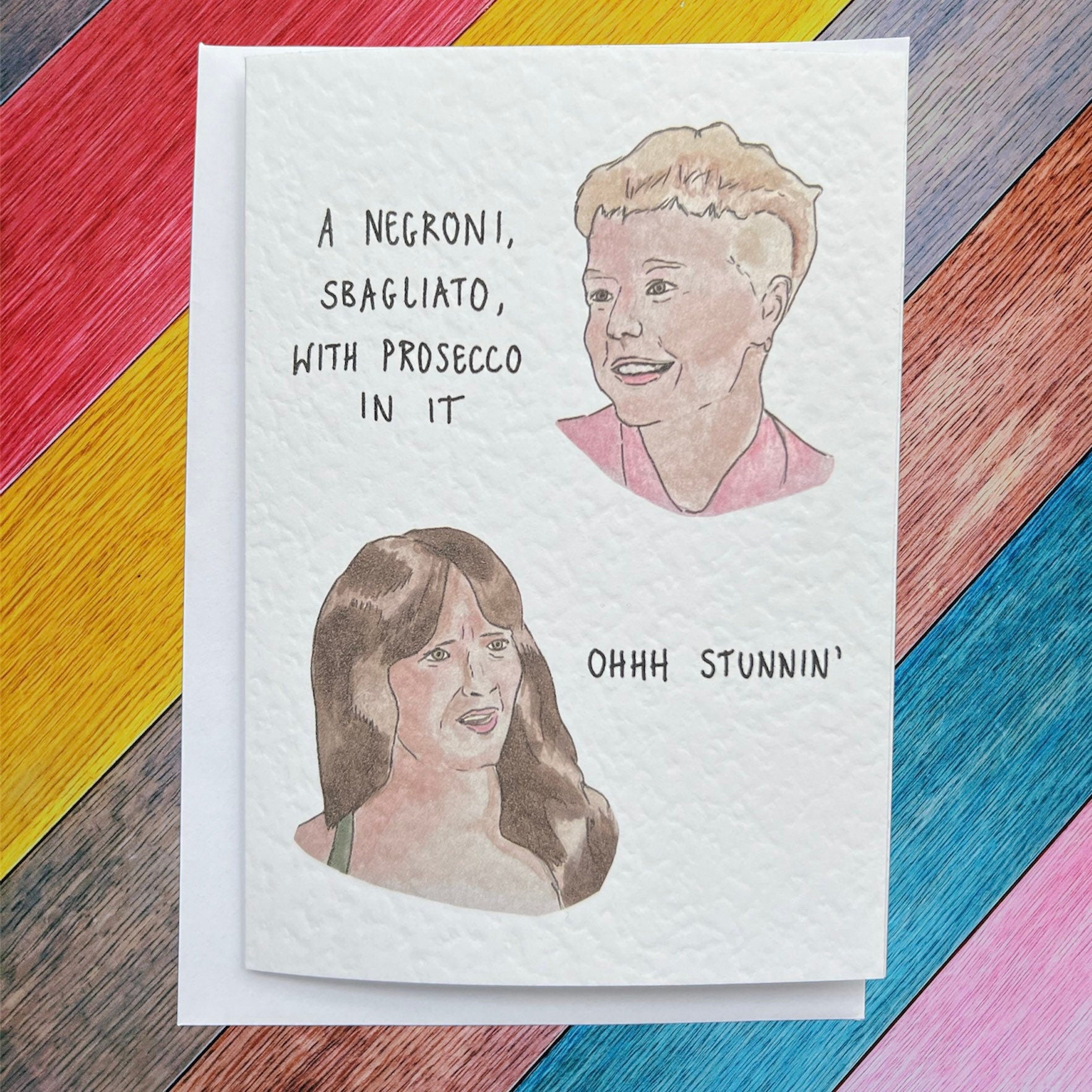 Negroni, sbagliato with Prosecco in it | Handcrafted Greeting Card
