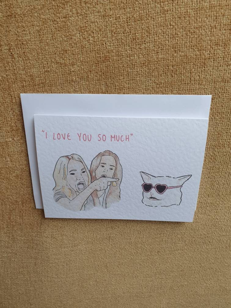 Smudge the cat | Cat meme | Handcrafted Valentine's Card