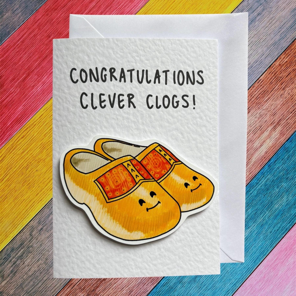 Clever Clogs | Handcrafted Congratulations Card | Exam card