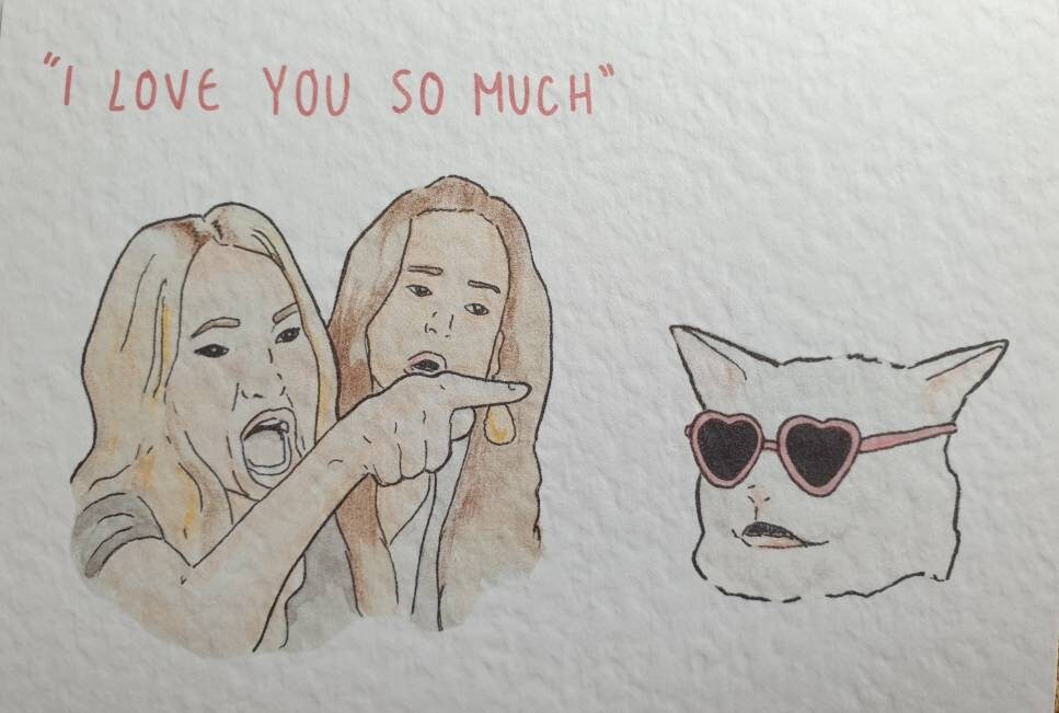 Smudge the cat | Cat meme | Handcrafted Valentine's Card