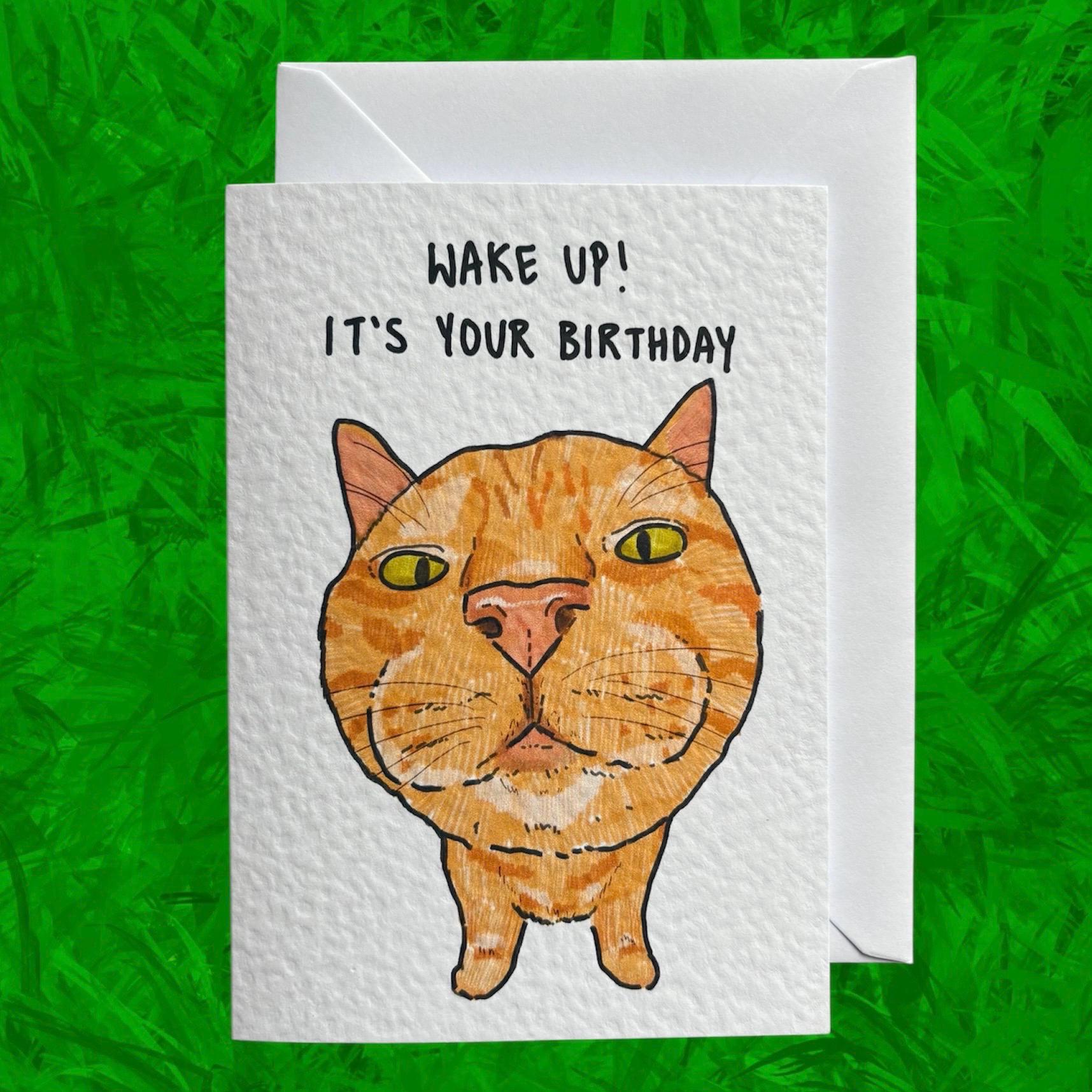 Funny Cat Birthday Card: Handcrafted A6 Greeting Card