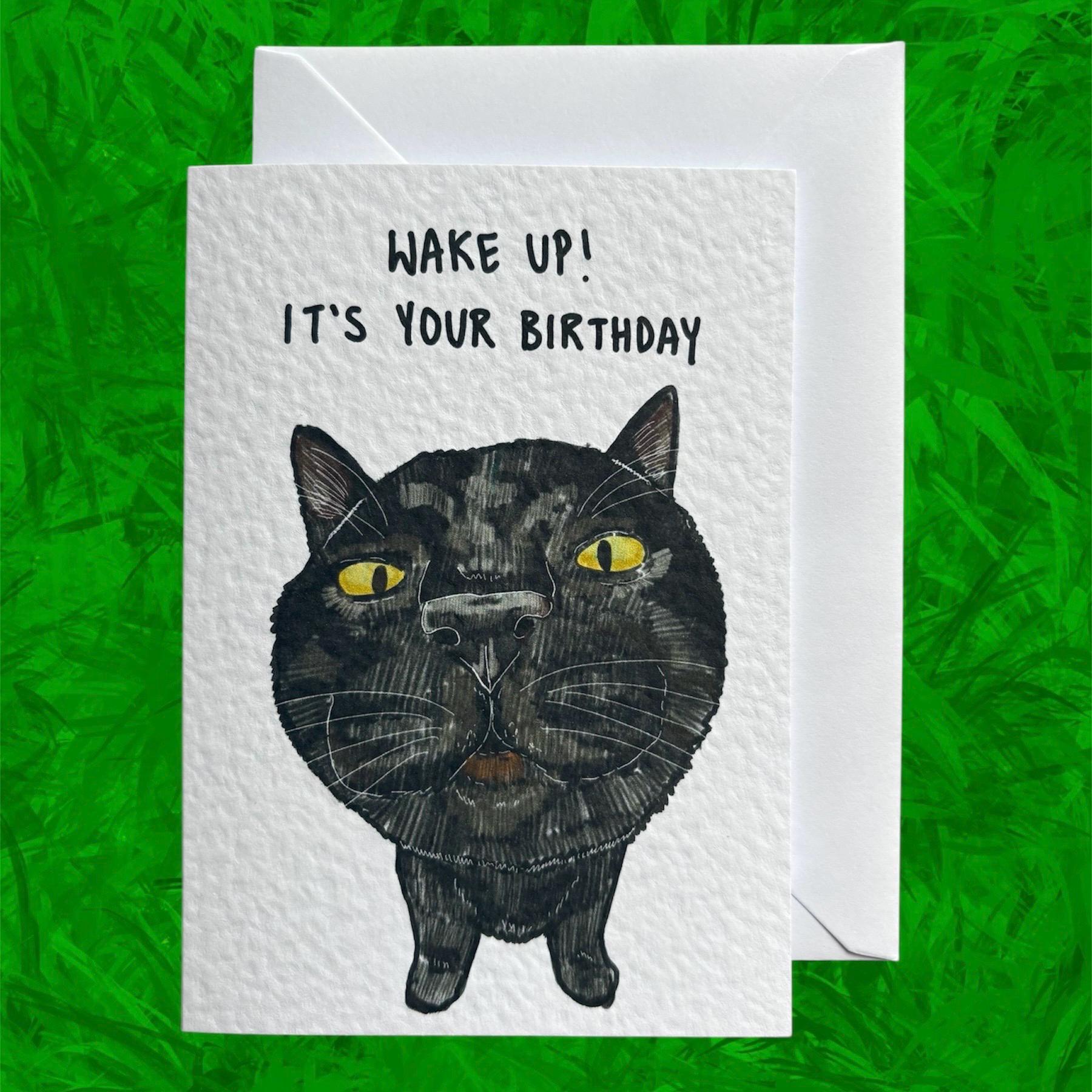 Funny Cat Birthday Card: Handcrafted A6 Greeting Card