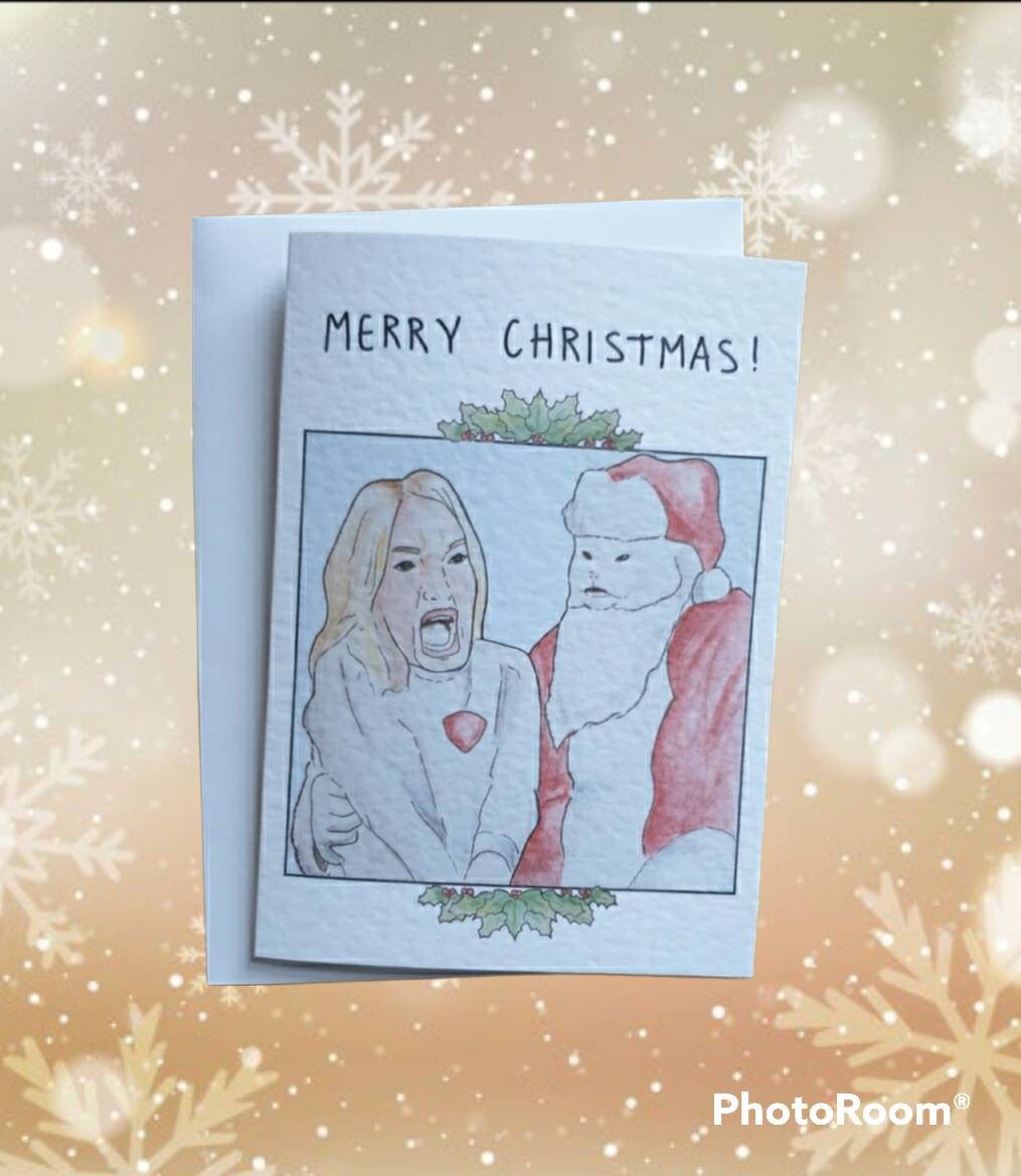 Smudge the cat | Meme | Handcrafted Christmas Card