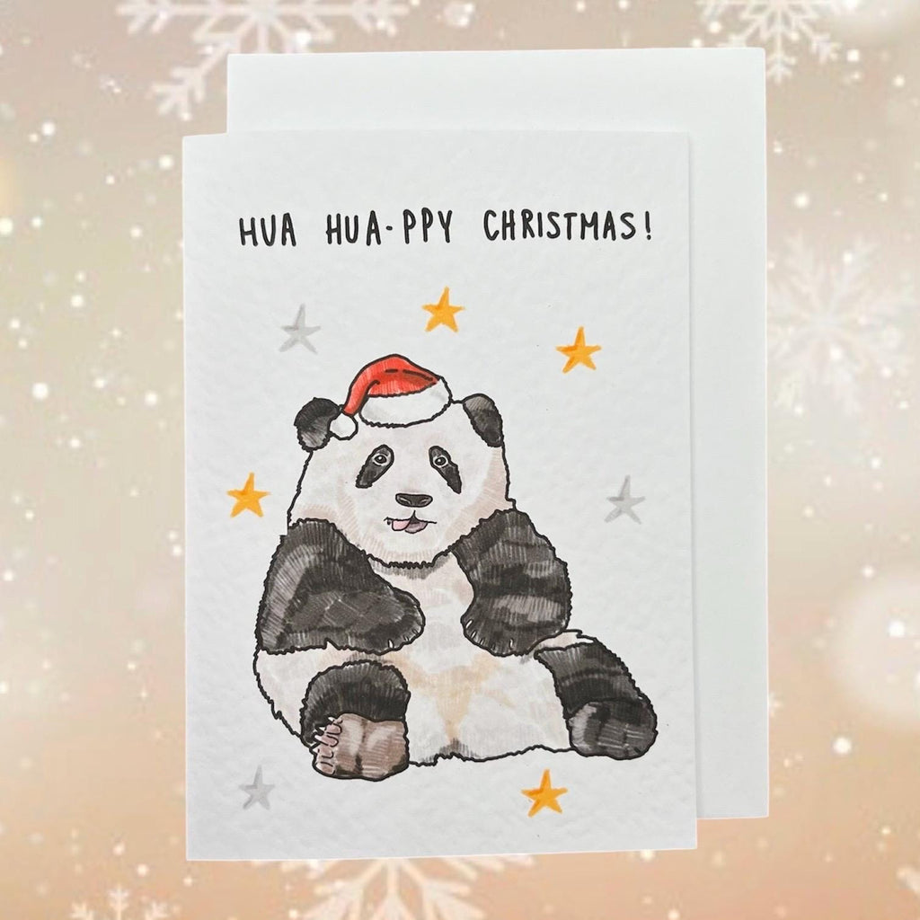 Handcrafted Panda Christmas Card