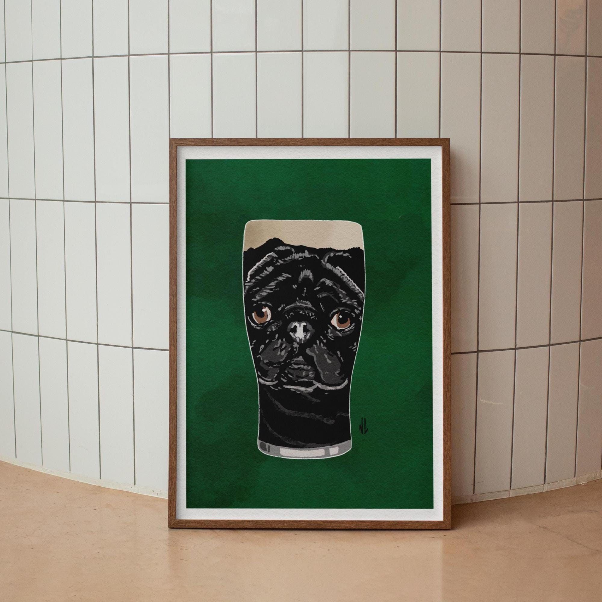 Black pug stout - print (frame not included)