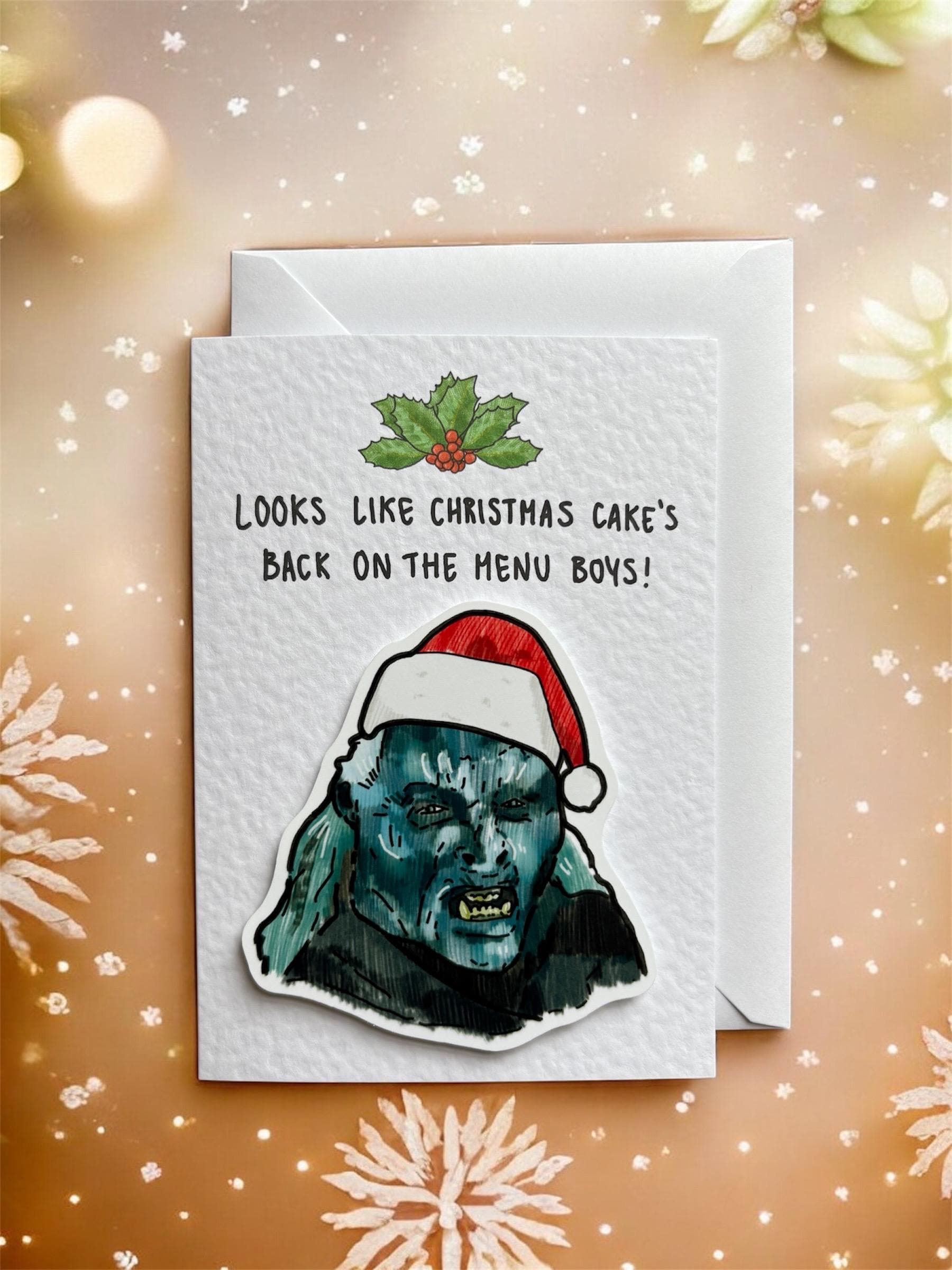 Orc | Looks like Christmas Cake’s back on the menu boys | Handcrafted Christmas Card