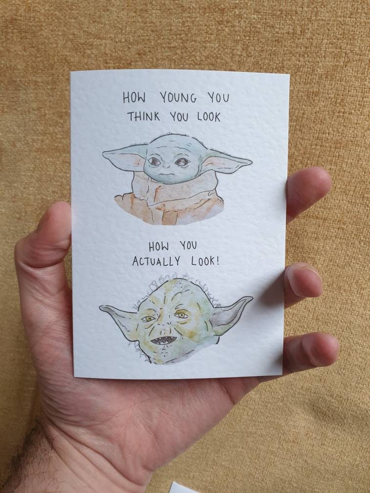 Baby Yoda & Yoda | Handcrafted Birthday Card