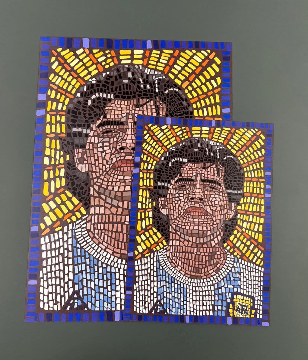 Diego Maradona - Mosaic style print - Legendary footballer (frame not included)