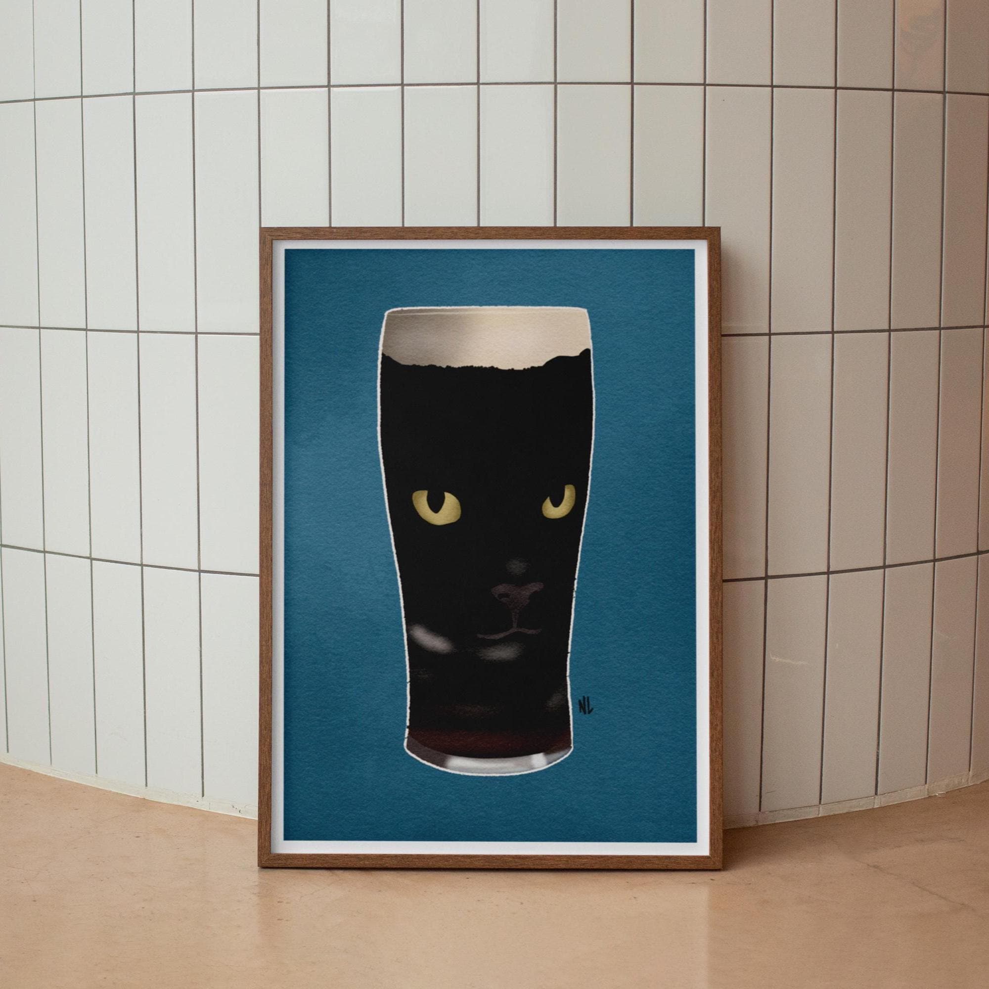 Black cat stout - print (frame not included) Perfect for Guinness lovers and cat lovers