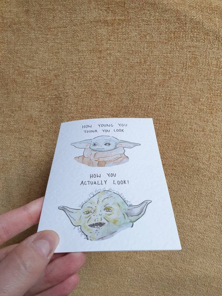 Baby Yoda & Yoda | Handcrafted Birthday Card