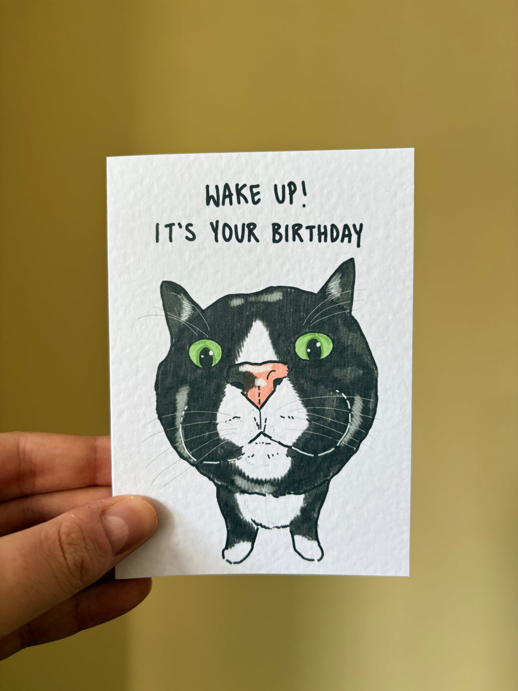 Tuxedo (Black and white) Cat funny Birthday Card: Handcrafted A6 Greeting Card