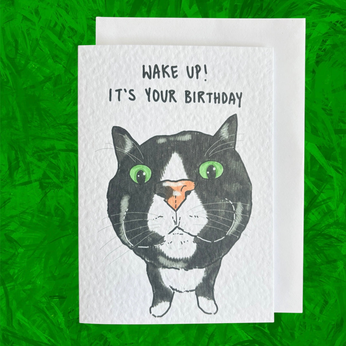 Tuxedo (Black and white) Cat funny Birthday Card: Handcrafted A6 Greeting Card