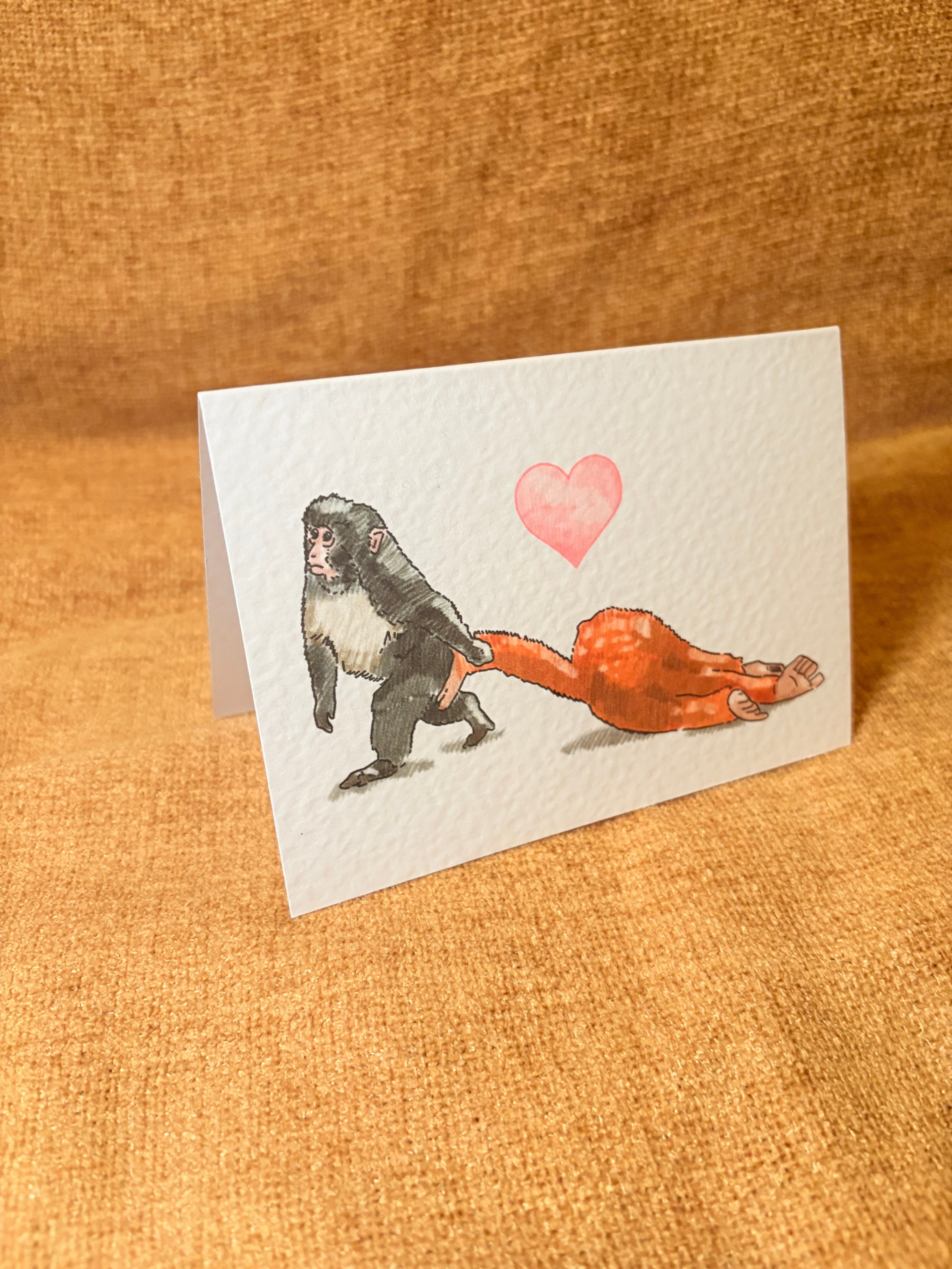 Cute monkey greeting card