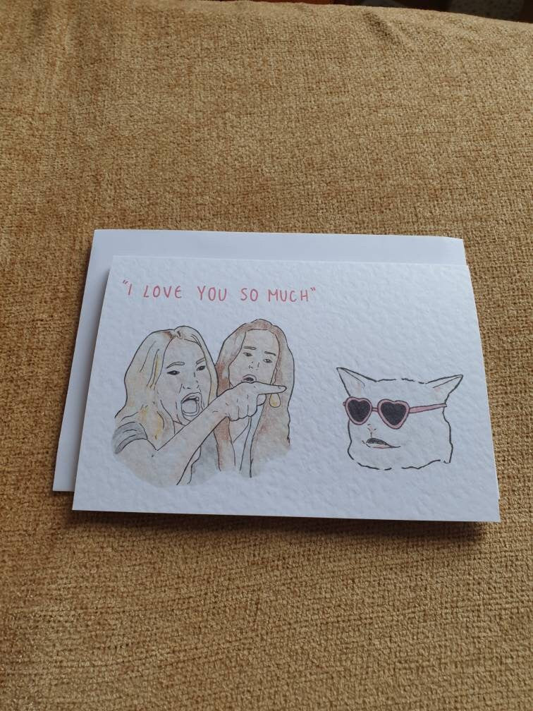 Smudge the cat | Cat meme | Handcrafted Valentine's Card