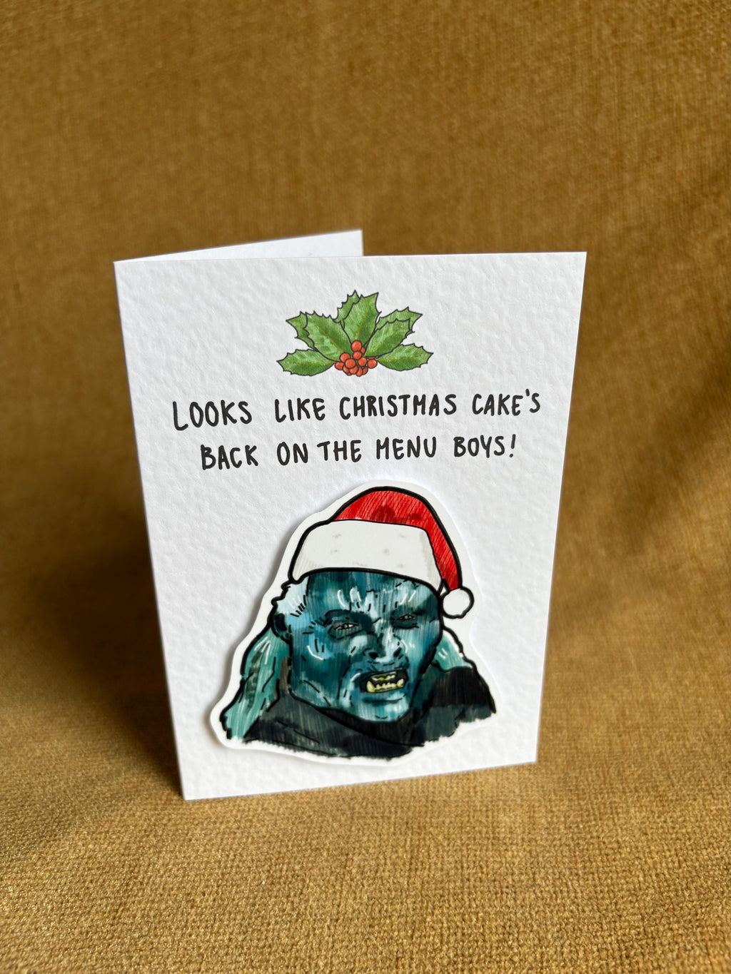 Orc | Looks like Christmas Cake’s back on the menu boys | Handcrafted Christmas Card