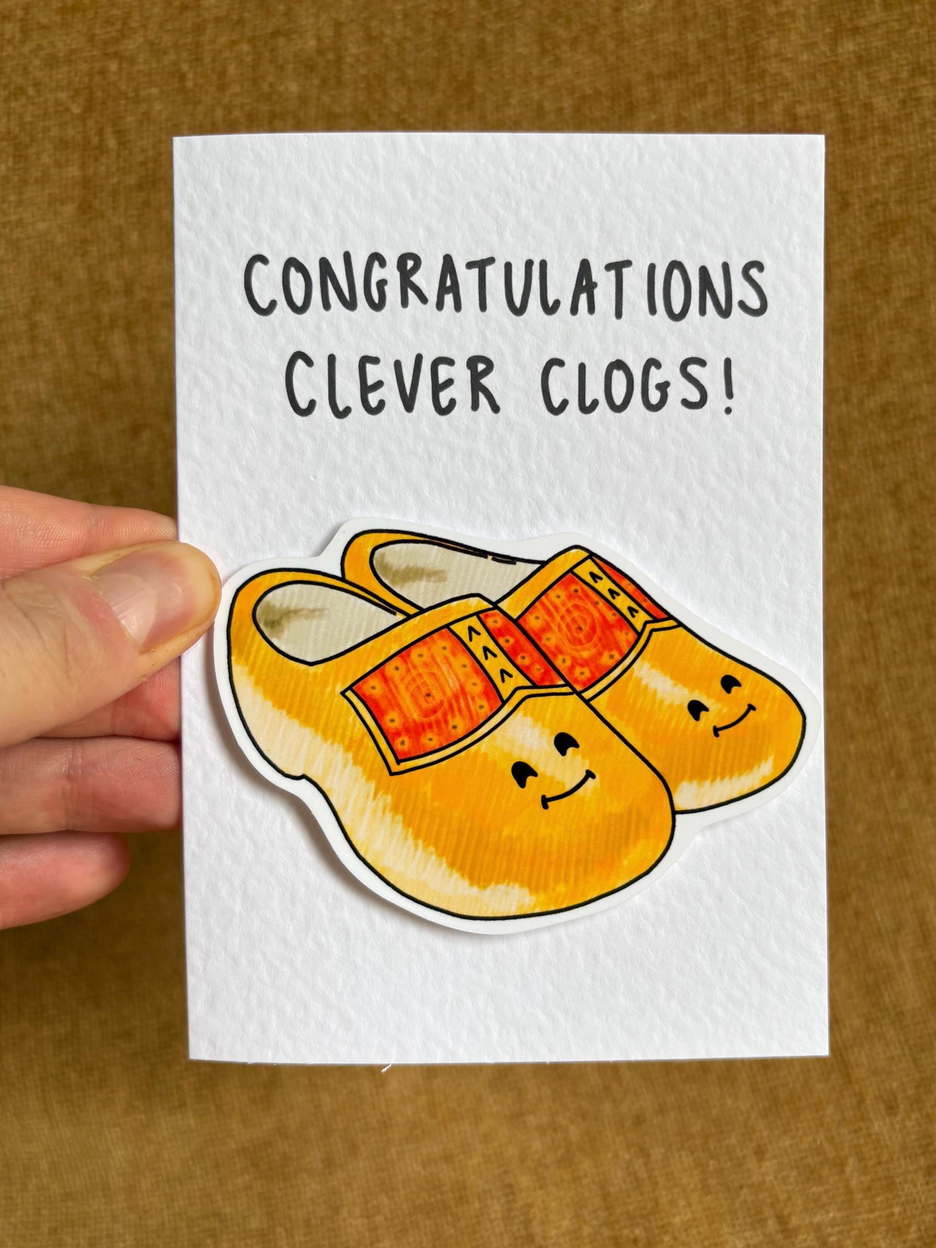 Clever Clogs | Handcrafted Congratulations Card | Exam card