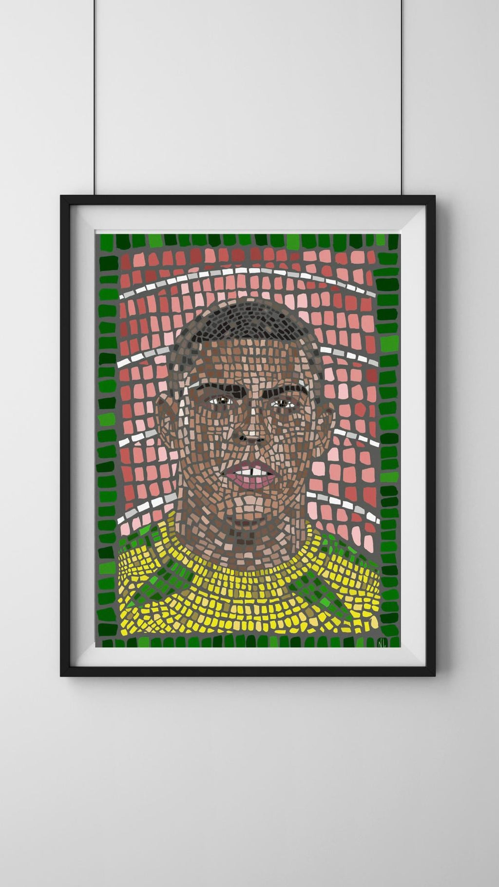Ronaldo Nazario R9 - Mosaic style print (frame not included) - Legendary Brazilian striker