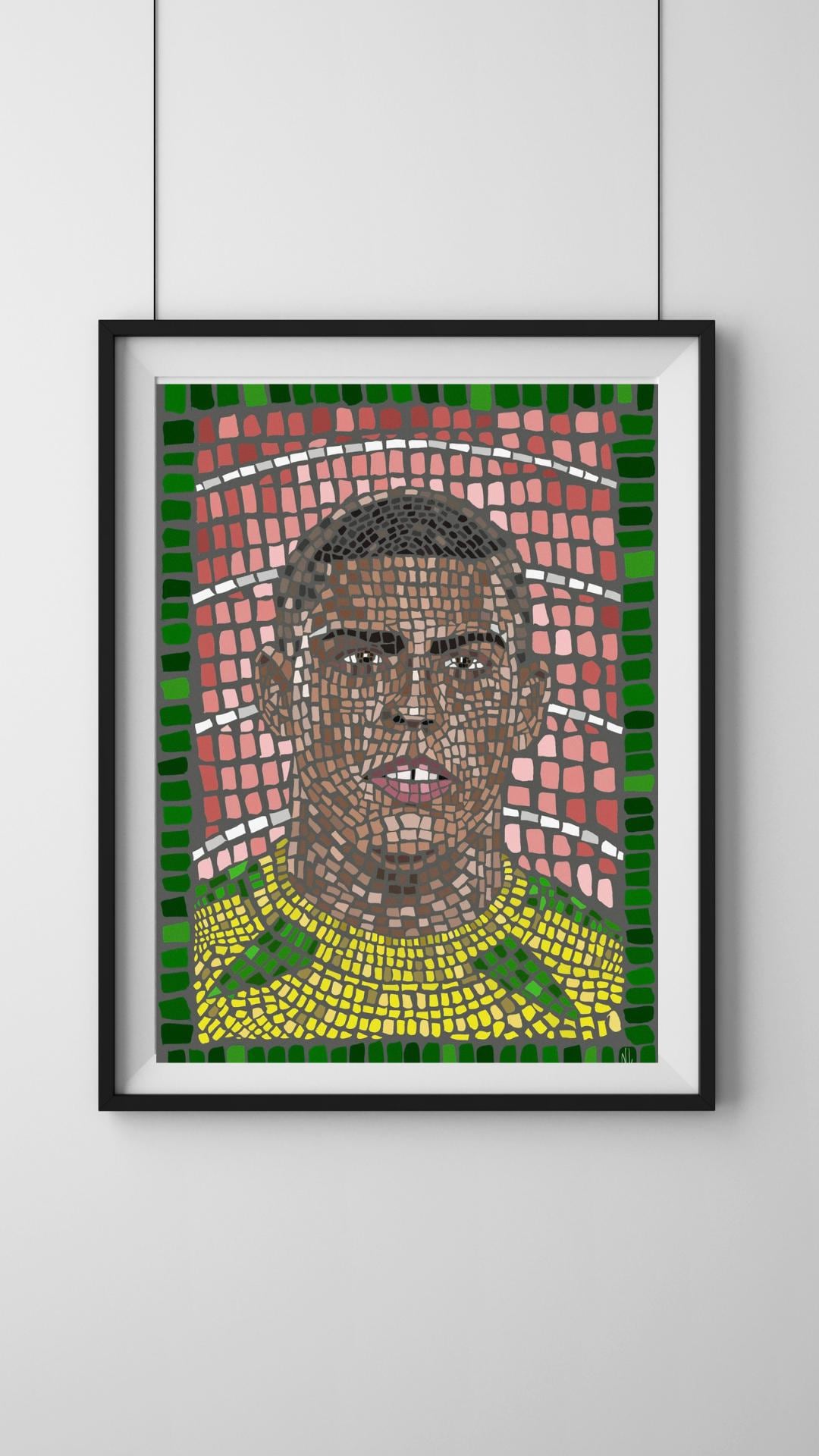Ronaldo Nazario R9 - Mosaic style print (frame not included) - Legendary Brazilian striker