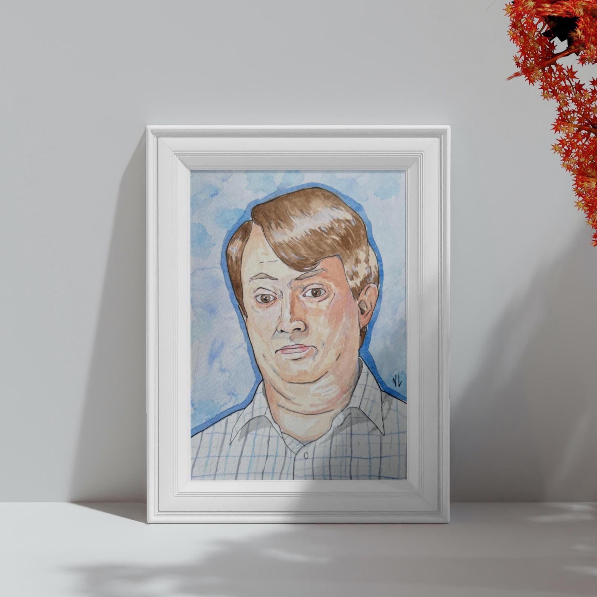 Mark Corrigan Watercolour Painting Print - Peep Show