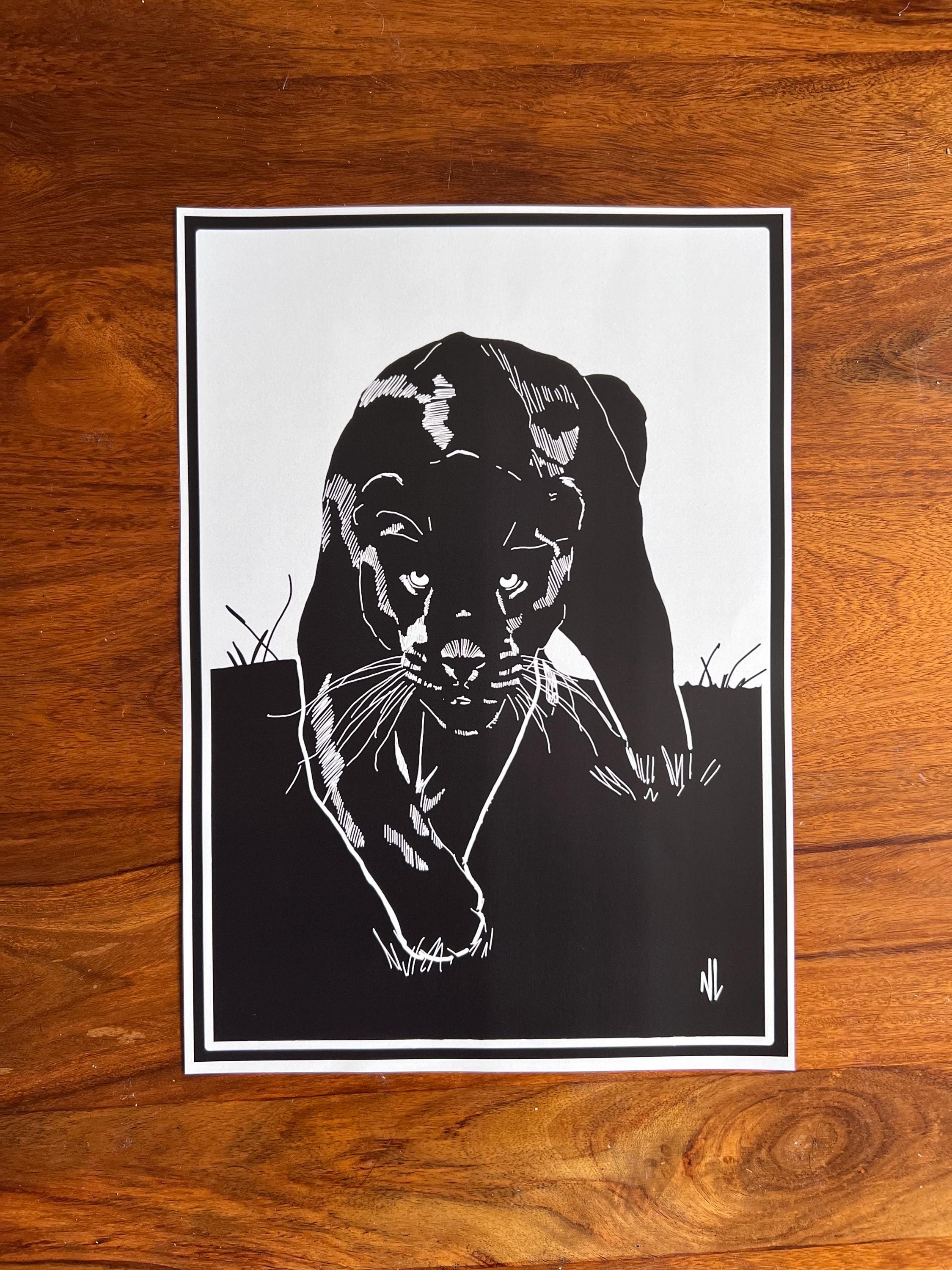 Black Panther Lino style - print (frame not included)