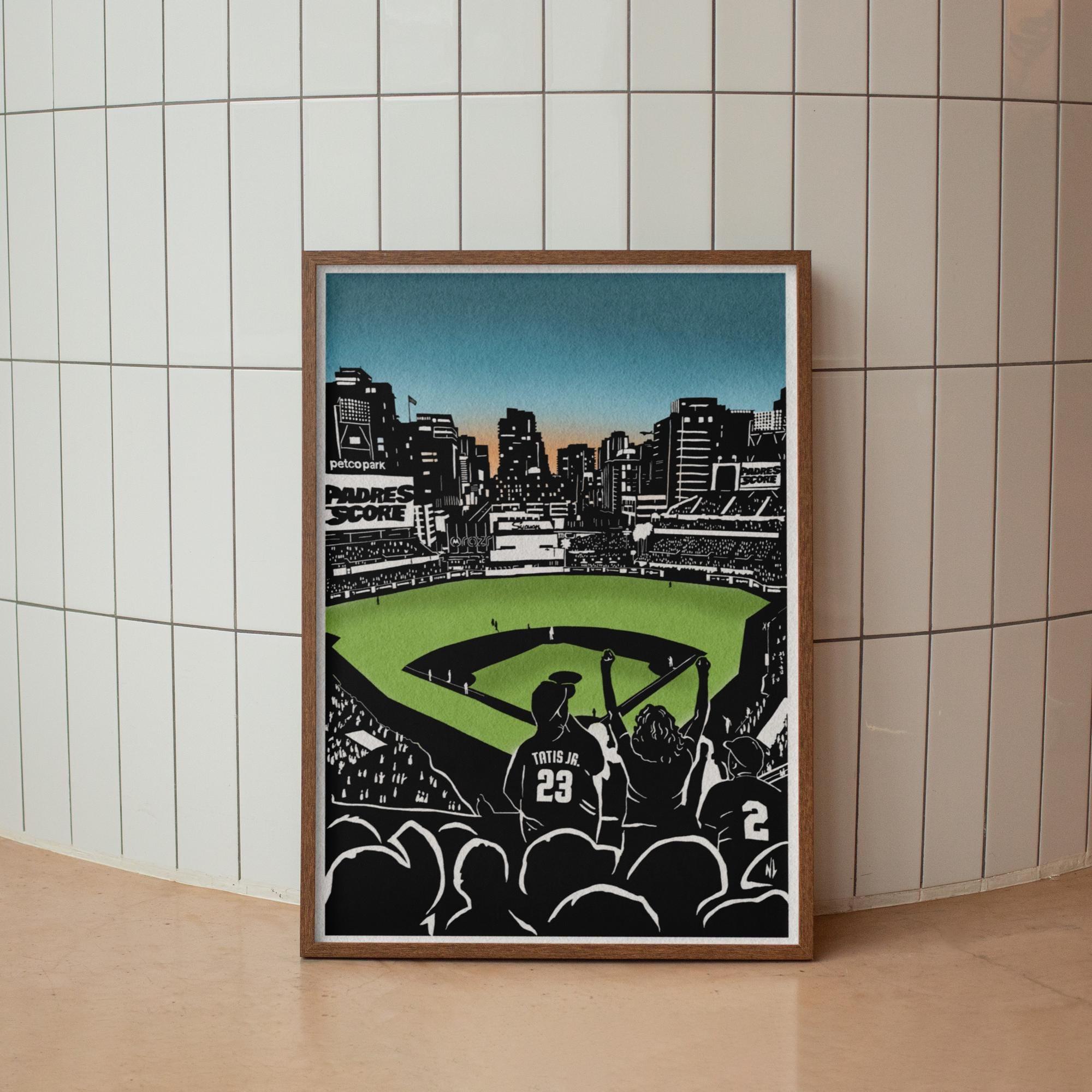 Padres - Baseball print - paper cut out  stencil style (frame not included)