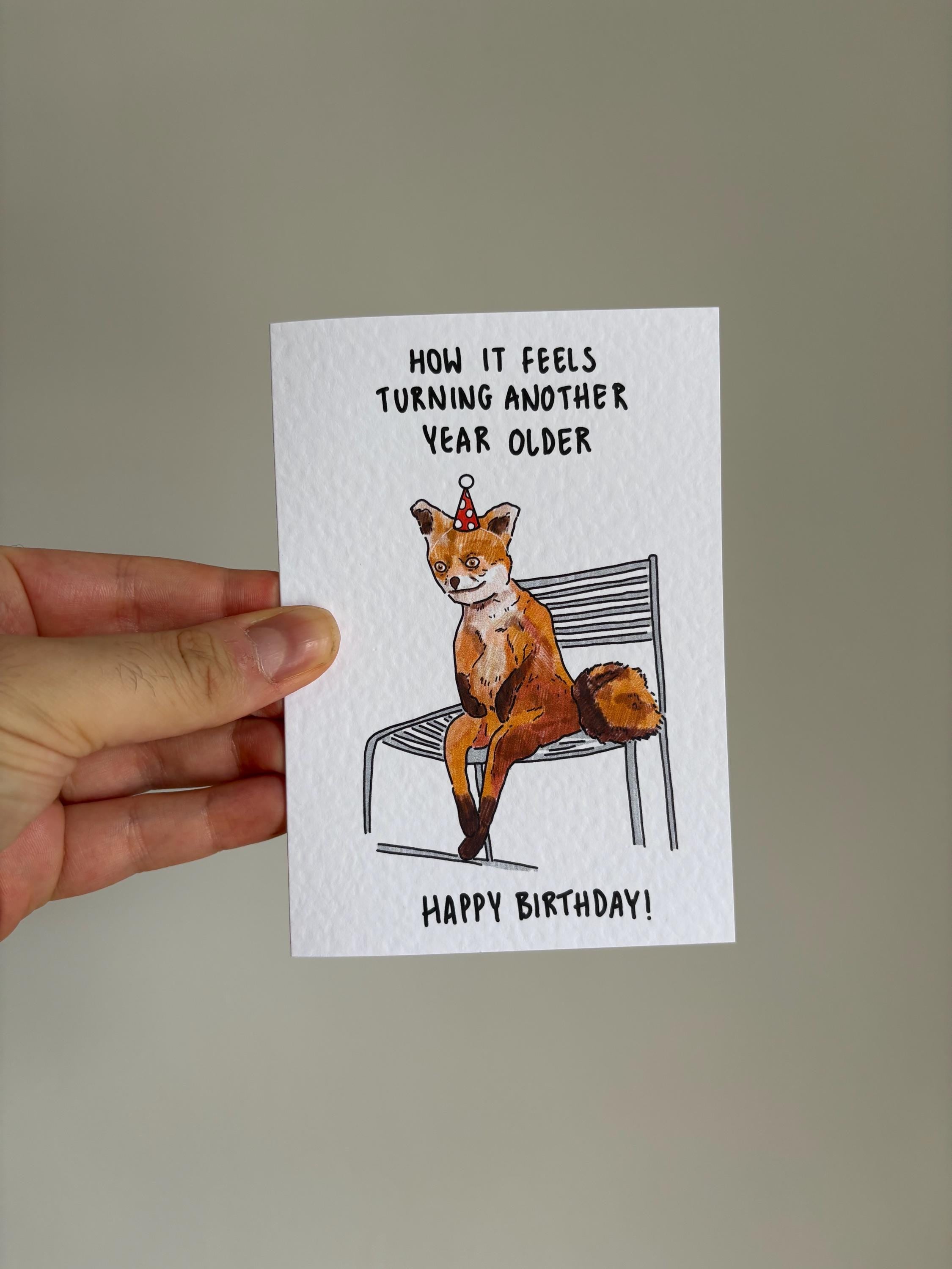 Fox Meme (Stoned Fox) | Handcrafted Funny Birthday Card