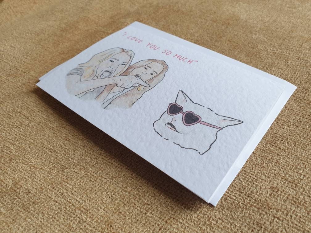Smudge the cat | Cat meme | Handcrafted Valentine's Card