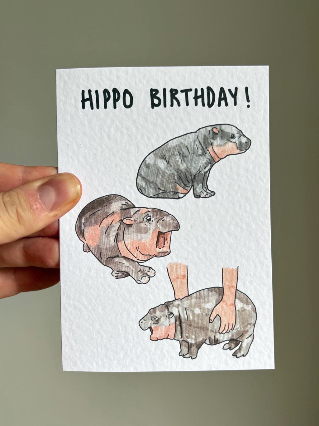 Baby Hippo birthday | Moo Deng | Handcrafted Birthday Card