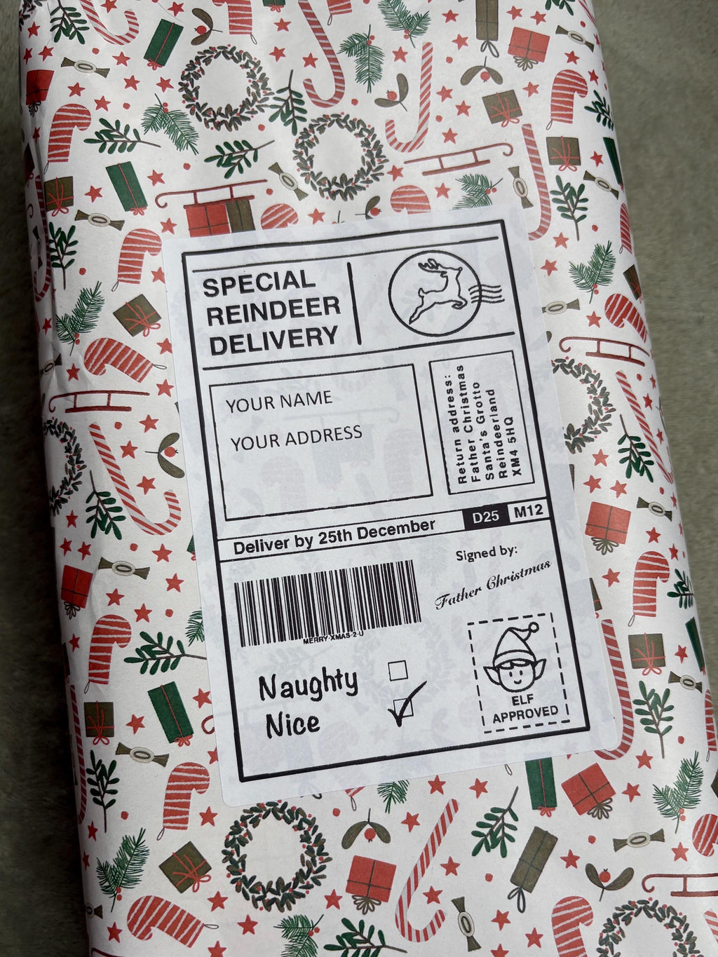 Personalized Christmas Gift Label – Reindeer Special Delivery
