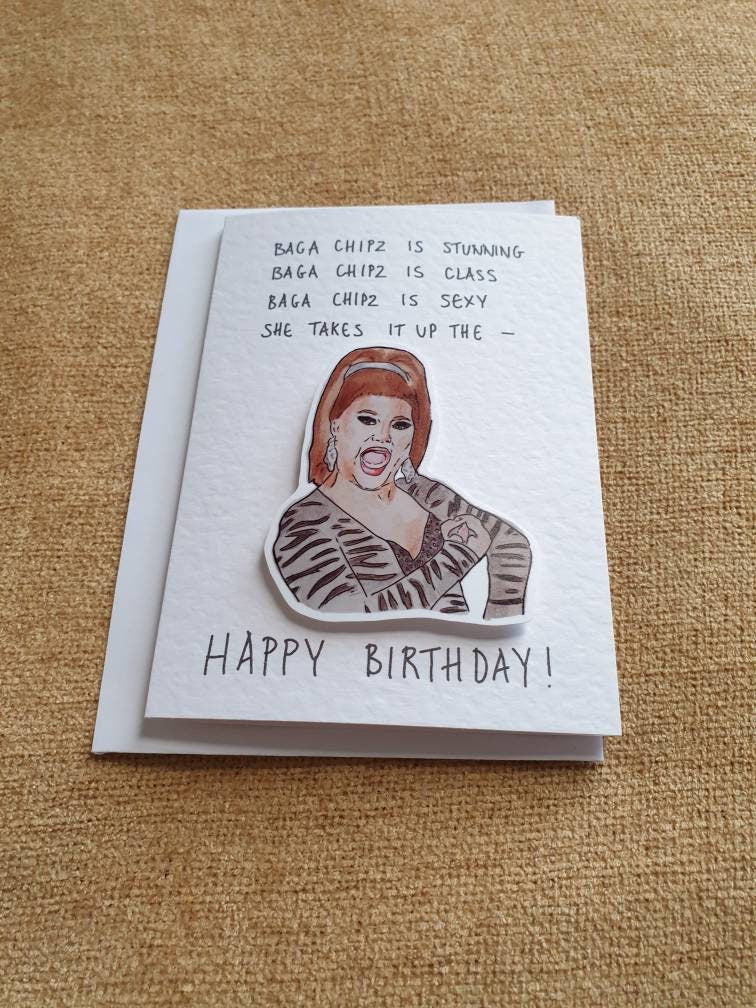 Baga Chipz | Handcrafted Birthday Card  | RuPaul's Drag Race UK