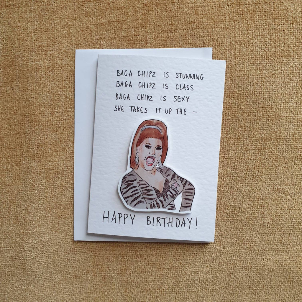 Baga Chipz | Handcrafted Birthday Card  | RuPaul's Drag Race UK