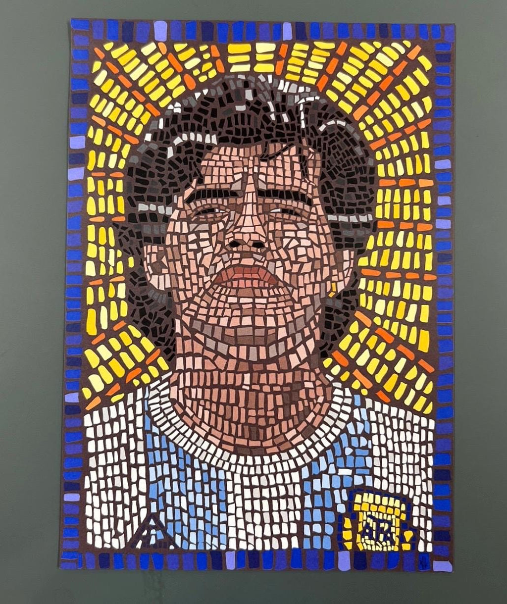 Diego Maradona - Mosaic style print - Legendary footballer (frame not included)